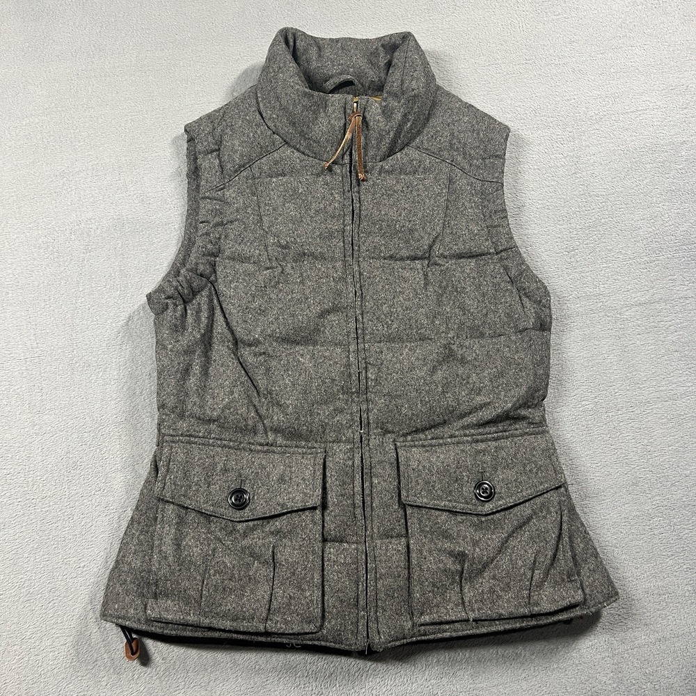 Eddie‎ Bauer Vest Womens M Gray Yukon Goose Down Wool Blend 550 Quilted Pockets